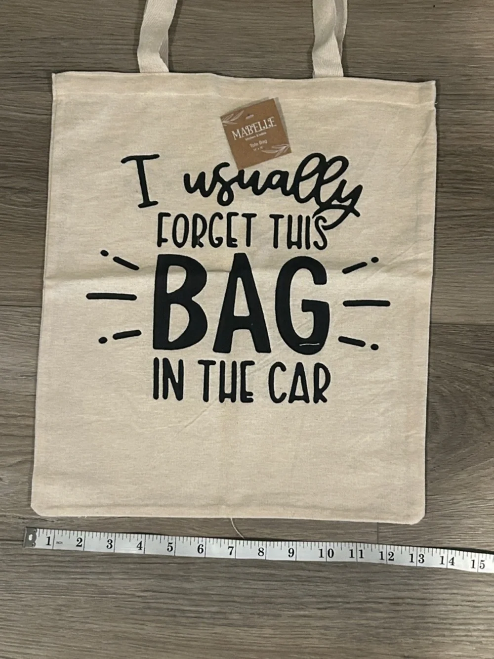 NWT Cream Canvas Tote with Black Slogan - Casual Everyday Bag